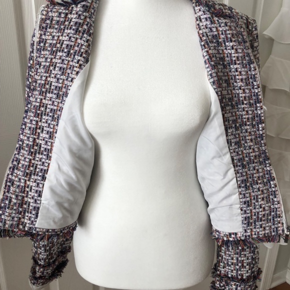 Beautiful Carolina Belle cropped, multicolor zip up blazer jacket medium, NWT - Picture 3 of 7